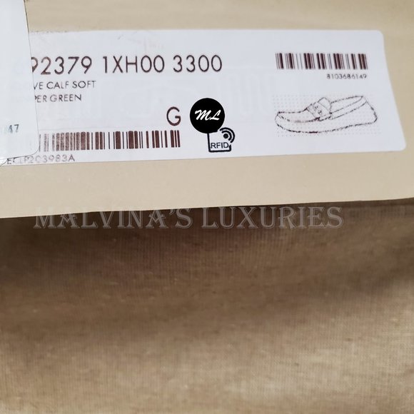 GUCCI SHOES MENS LOAFERS MOCCASINS G LOGO GREEN LEATHER sz 9G 9.5 - Picture 14 of 15